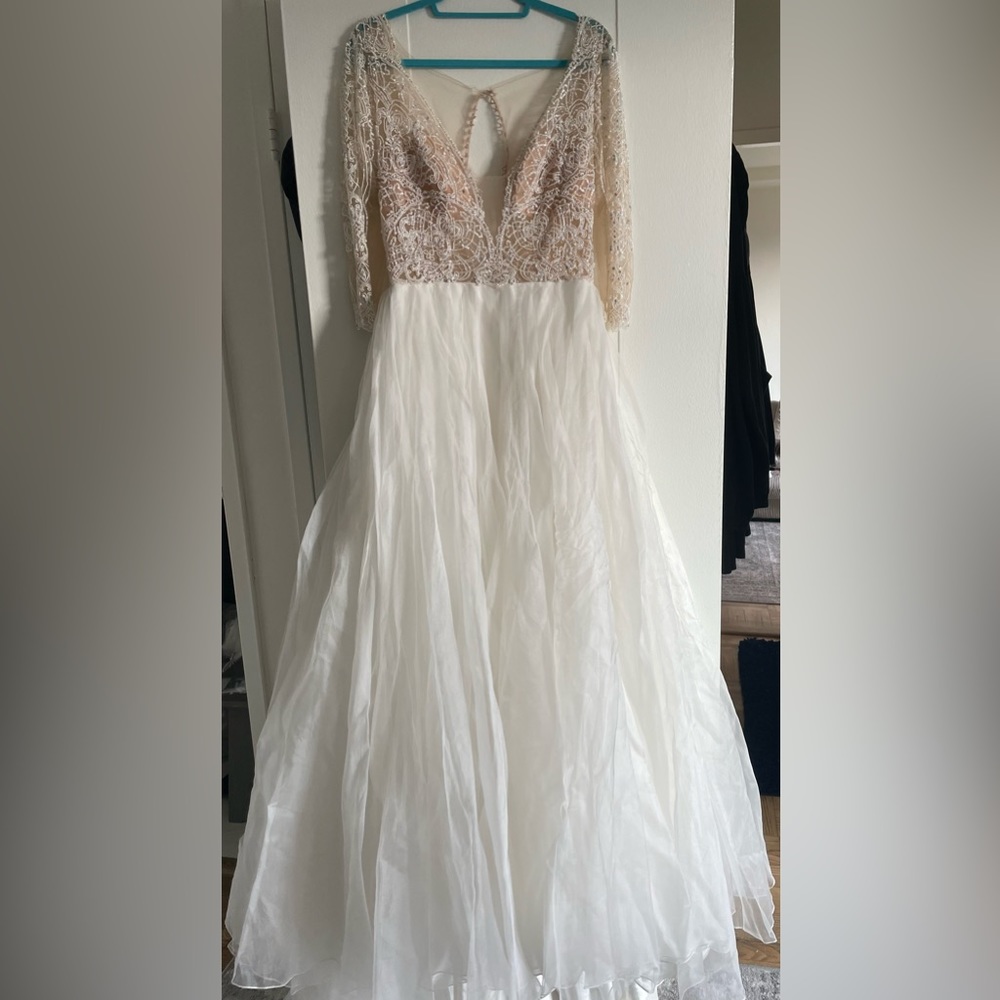 Watters Brides long sleeve tulle wedding dress with beading